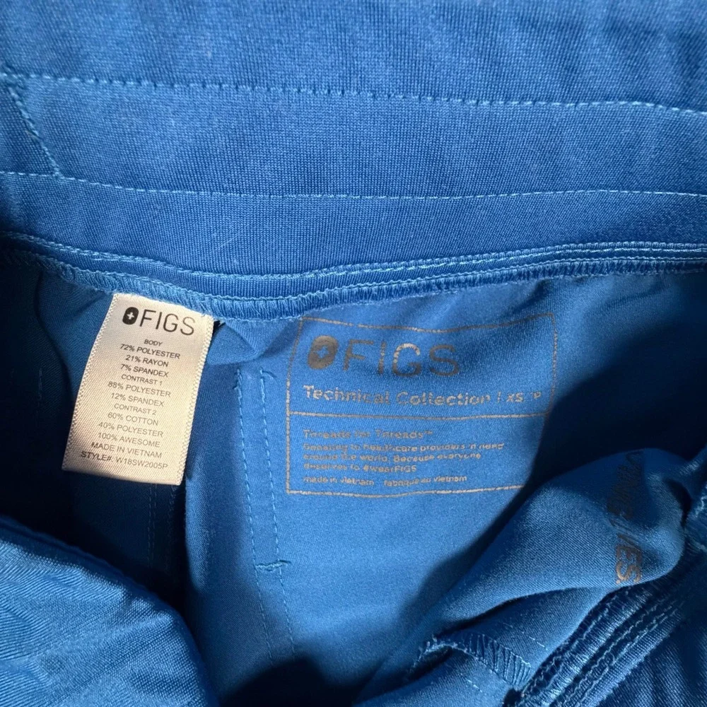 FIGS Women XS Royal Blue Scrub Set V-Neck Top & Jogger Pants Technical 0476 - Picture 11 of 12